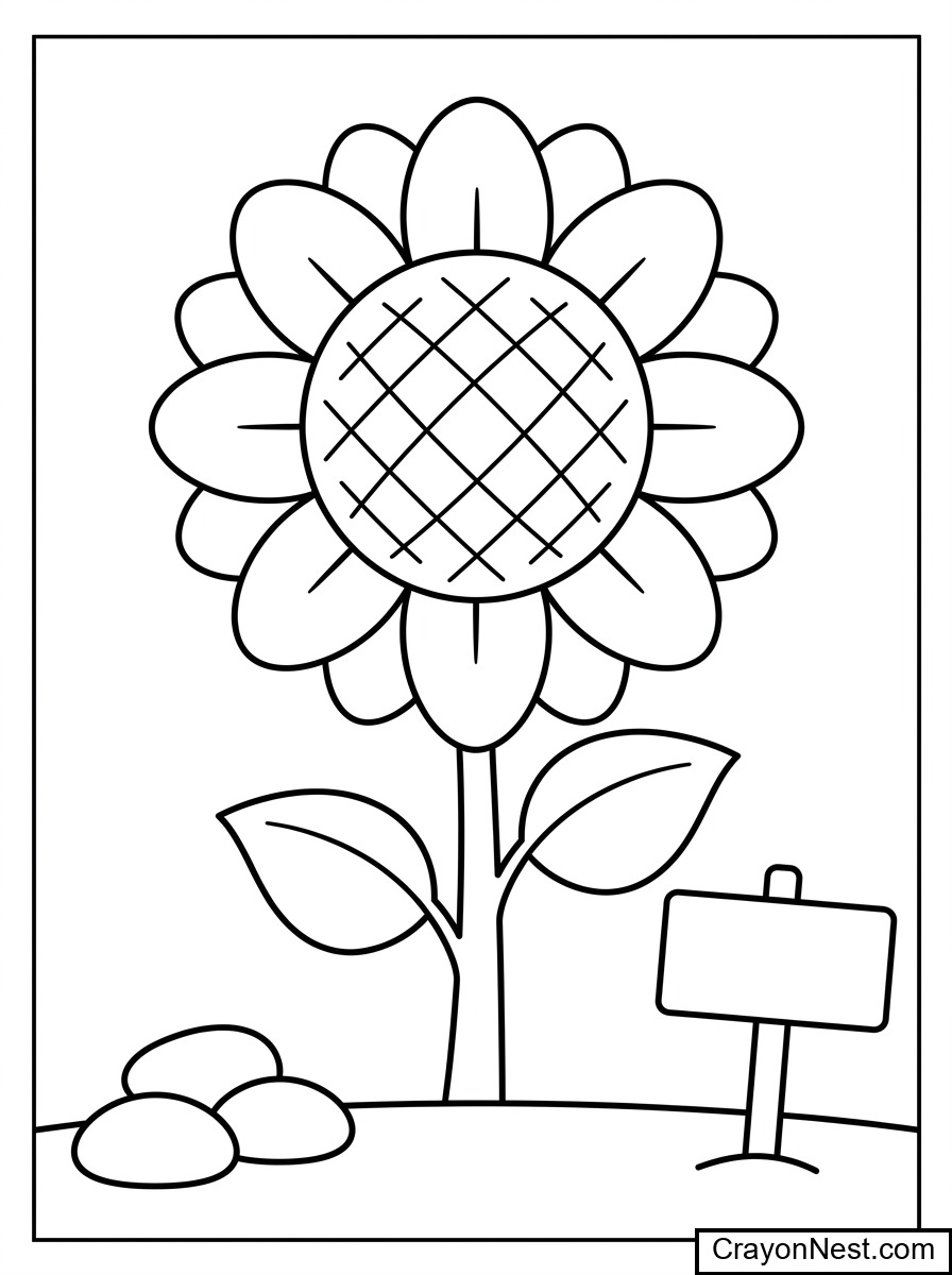 A cute sunflower garden Colouring Page