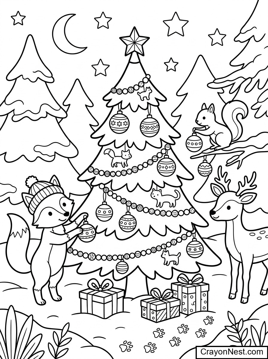 Christmas Tree colouring sheets preview