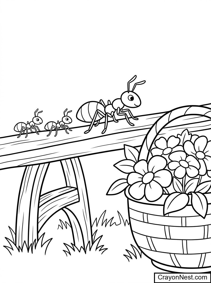 Bench Rest Colouring Page