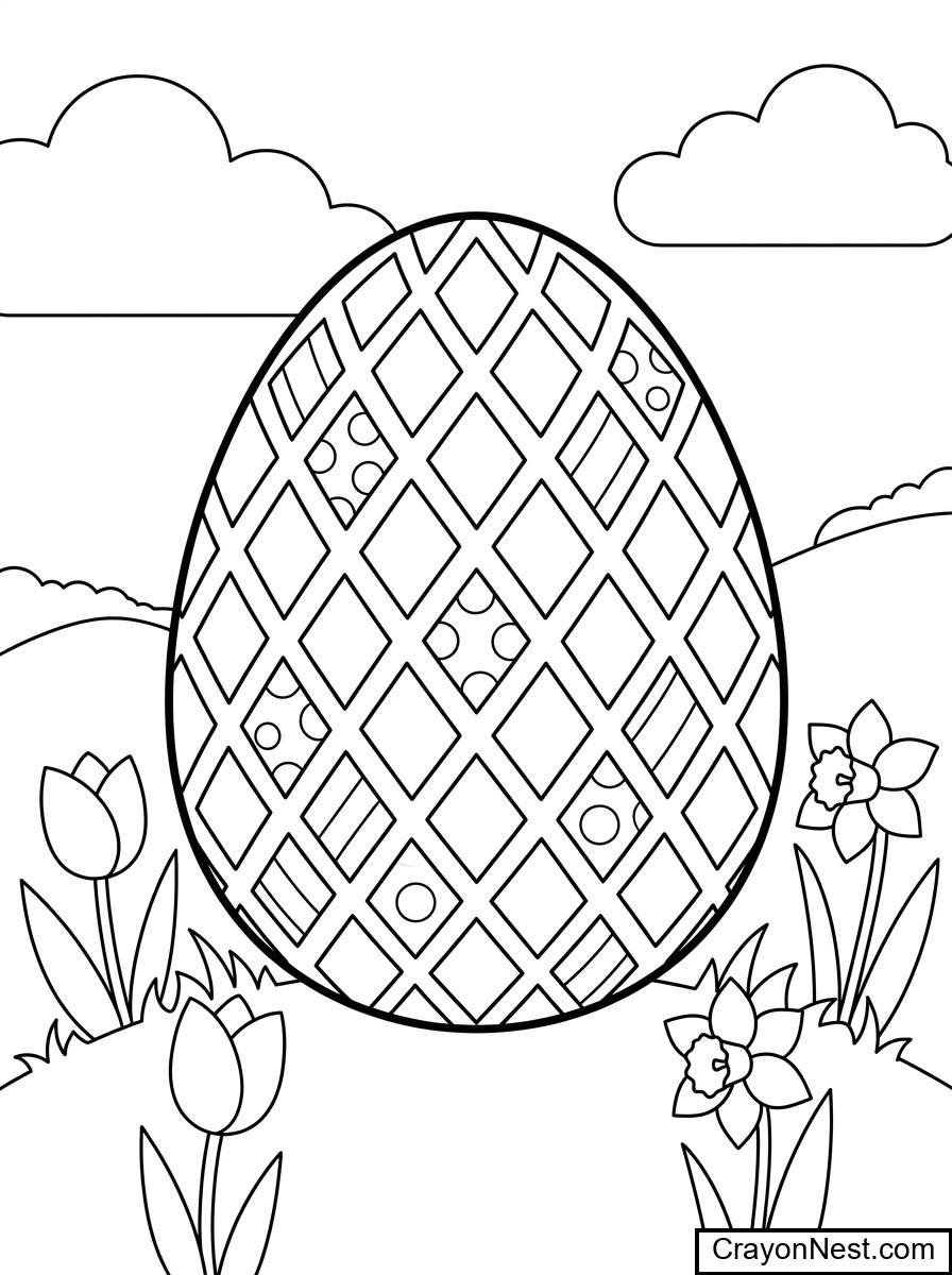 Easter Egg Diamond Pattern Colouring Page