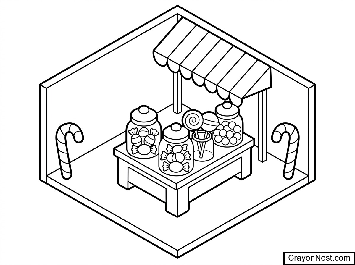 Food and Cute Shops colouring sheets preview