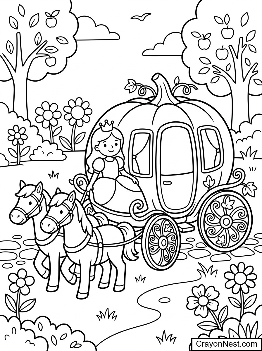 Princess Carriage Colouring Page