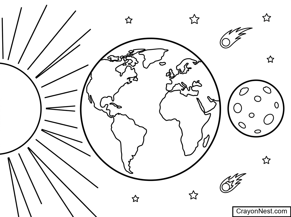 Solar System Colouring Page