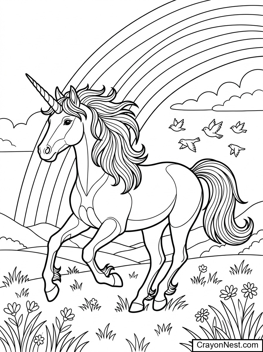 Unicorns colouring sheets preview